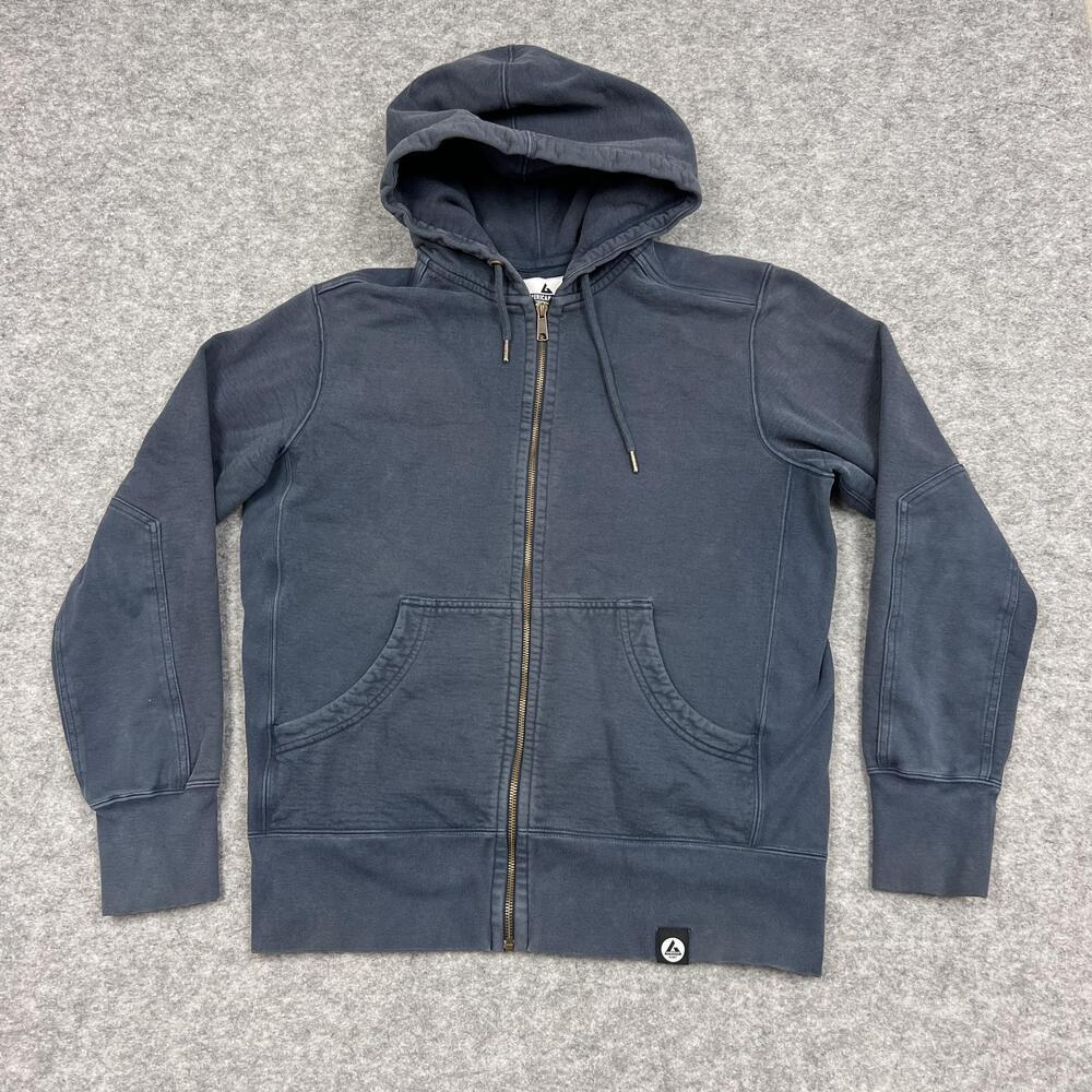 American Giant Hoodie Mens L Blue Full Zip Fleece Sweatshirt Made USA Cotton